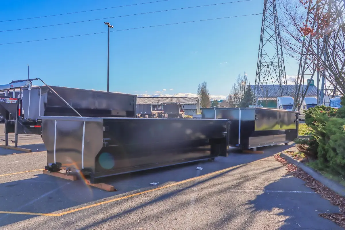 Roll-off dumpster ready for waste disposal at job site for 4 Yard Dumpster Rental in Cushing